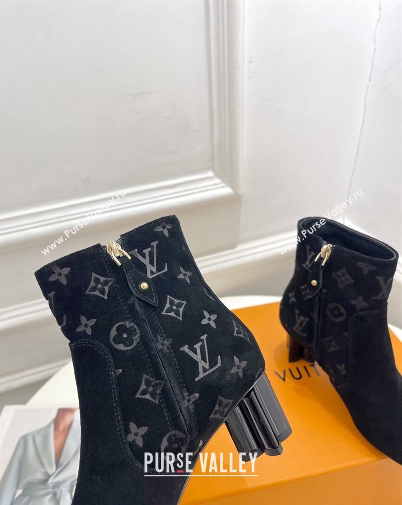 Louis Vuitton Heel 5.5cm Silhouette Ankle Boots in Suede calf leather Black 2024 (modeng-23112410)