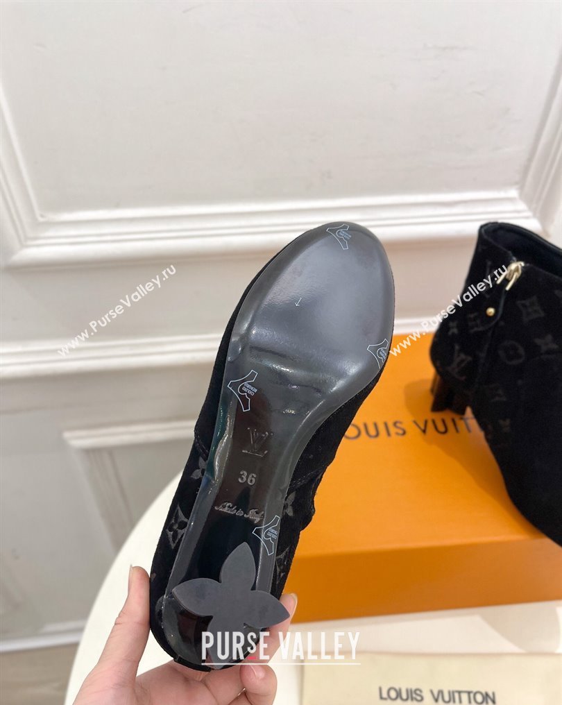 Louis Vuitton Heel 5.5cm Silhouette Ankle Boots in Suede calf leather Black 2024 (modeng-23112410)