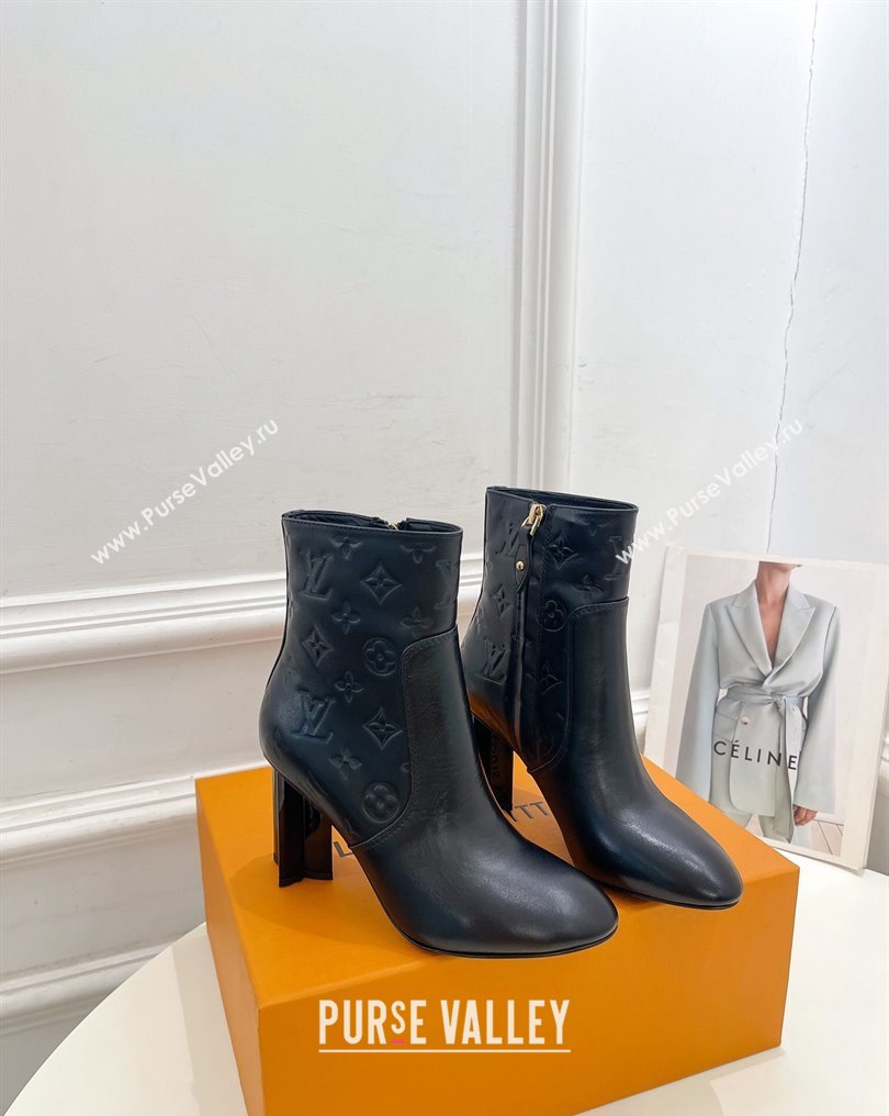 Louis Vuitton Heel 8.5cm Silhouette Ankle Boots in calf leather Black 2024 (modeng-23112412)