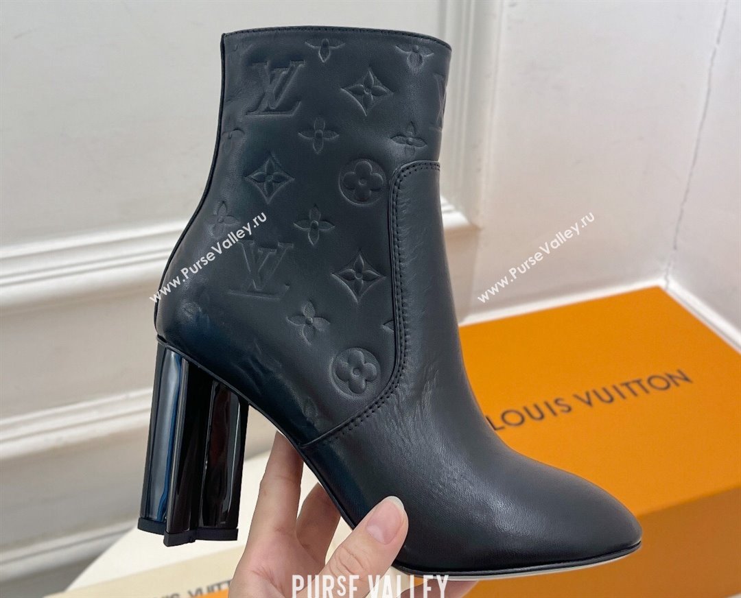 Louis Vuitton Heel 8.5cm Silhouette Ankle Boots in calf leather Black 2024 (modeng-23112412)