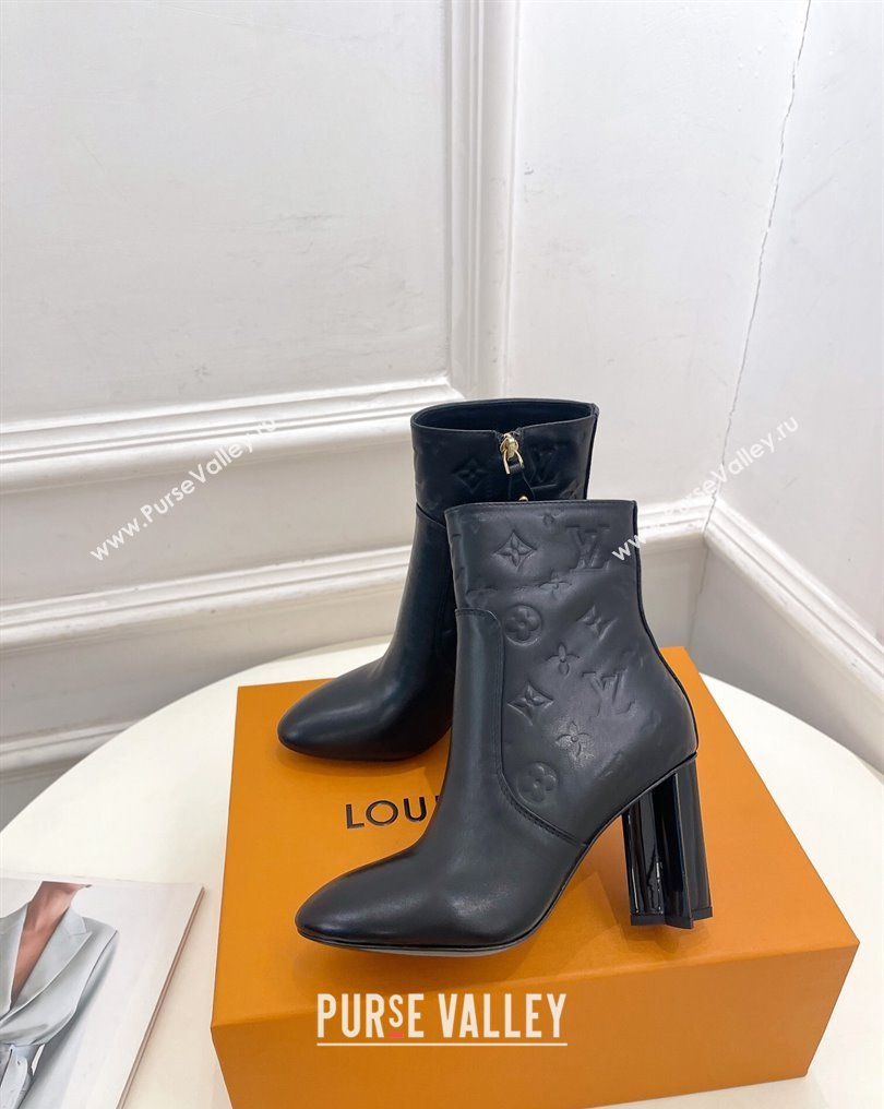 Louis Vuitton Heel 8.5cm Silhouette Ankle Boots in calf leather Black 2024 (modeng-23112412)