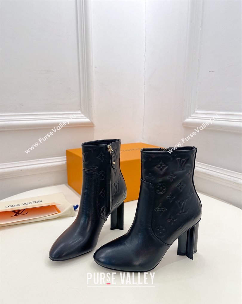 Louis Vuitton Heel 8.5cm Silhouette Ankle Boots in calf leather Black 2024 (modeng-23112412)