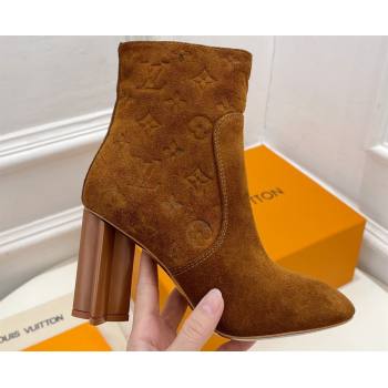 Louis Vuitton Heel 8.5cm Silhouette Ankle Boots in Suede calf leather Brown 2024 (modeng-23112414)
