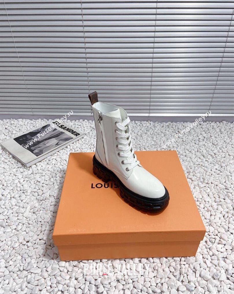 Louis Vuitton Heel 6cm LV Record Ranger Boots in Glazed calf leather White 2024 (modeng-23112416)