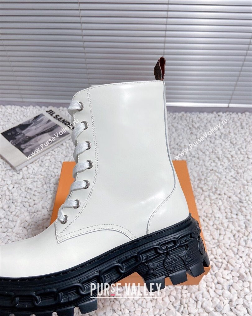 Louis Vuitton Heel 6cm LV Record Ranger Boots in Glazed calf leather White 2024 (modeng-23112416)