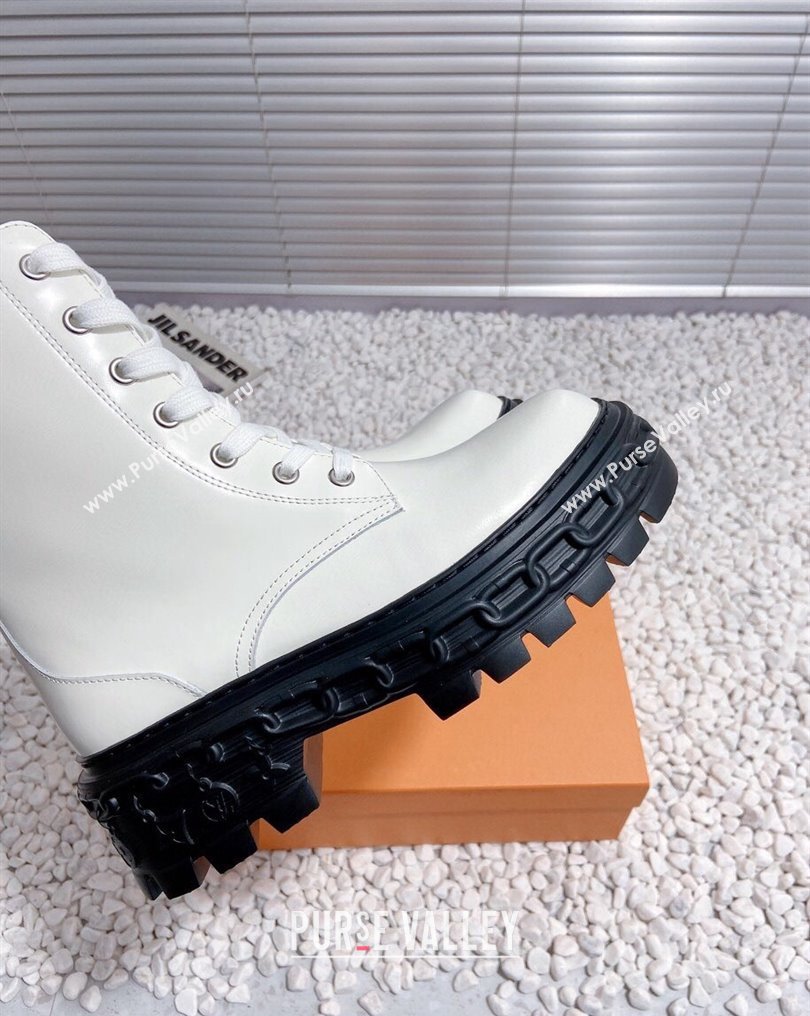Louis Vuitton Heel 6cm LV Record Ranger Boots in Glazed calf leather White 2024 (modeng-23112416)