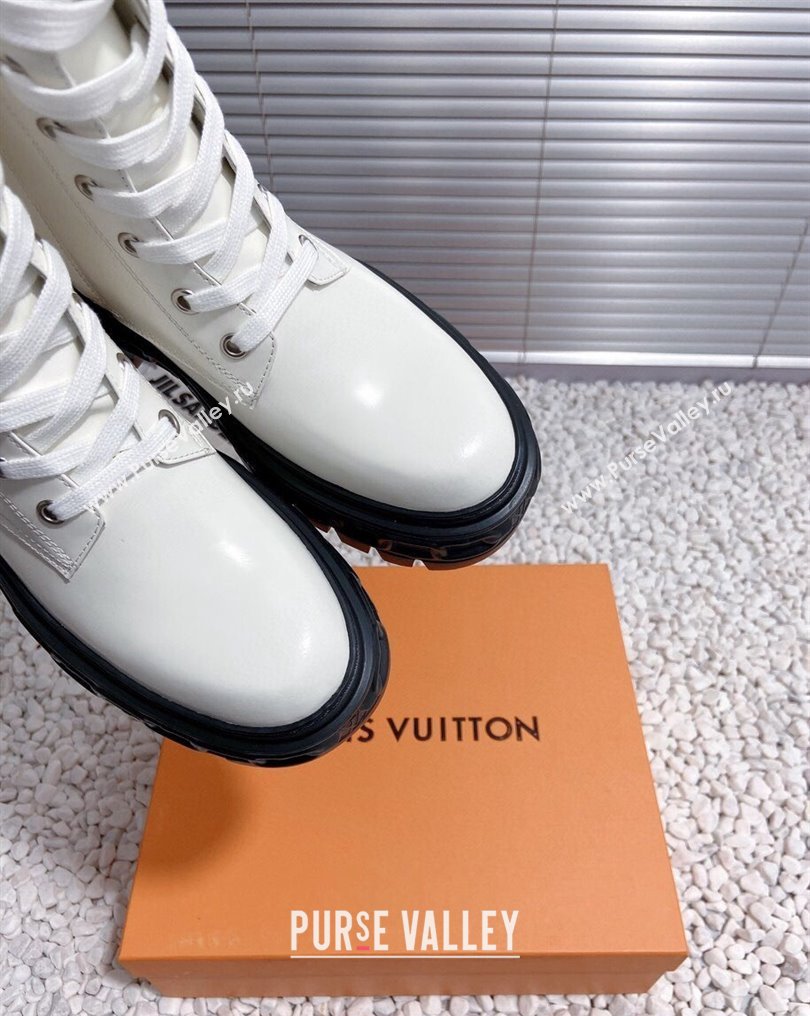 Louis Vuitton Heel 6cm LV Record Ranger Boots in Glazed calf leather White 2024 (modeng-23112416)