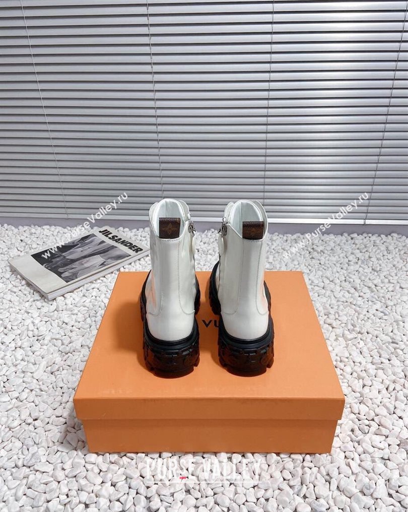 Louis Vuitton Heel 6cm LV Record Ranger Boots in Glazed calf leather White 2024 (modeng-23112416)
