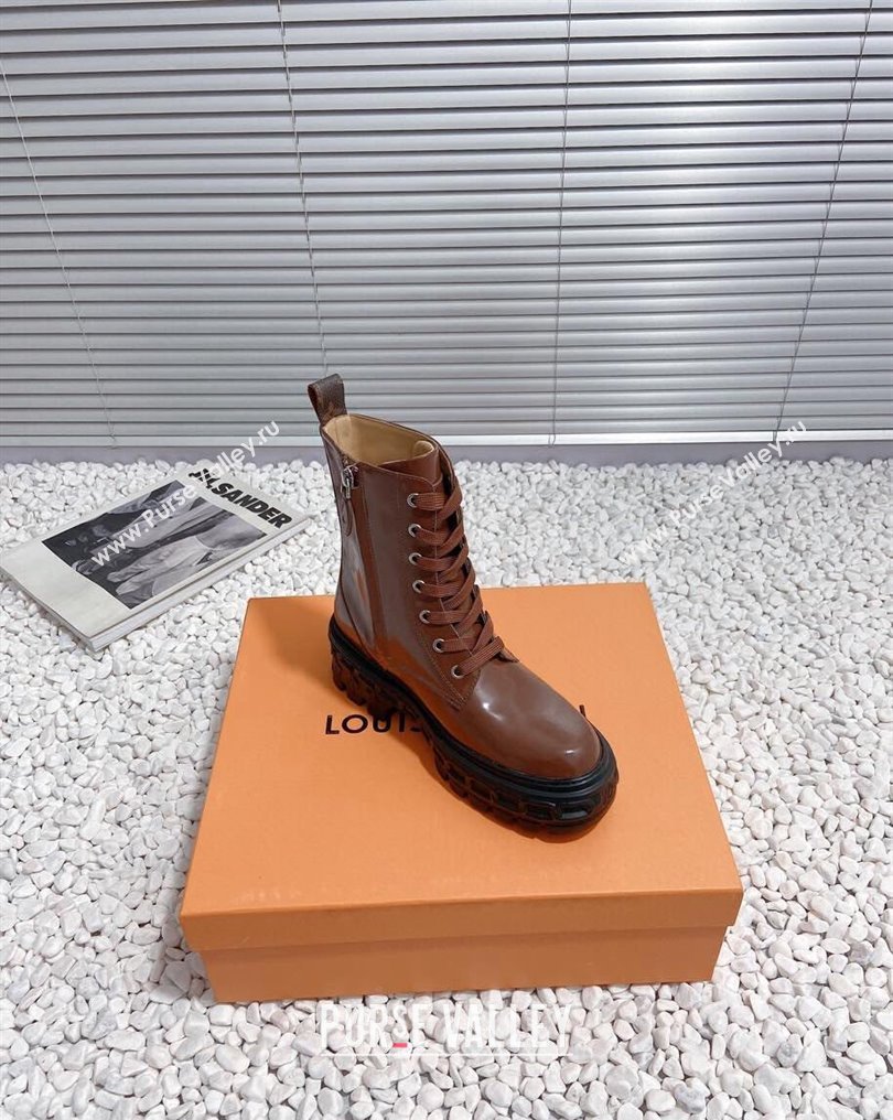 Louis Vuitton Heel 6cm LV Record Ranger Boots in Glazed calf leather Brown 2024 (modeng-23112417)
