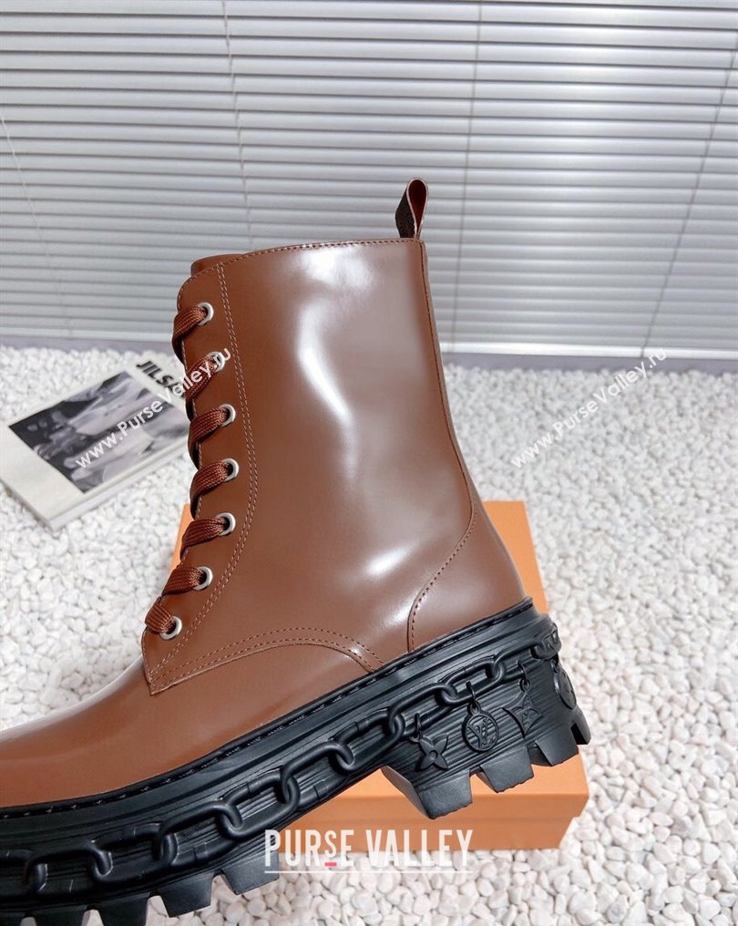 Louis Vuitton Heel 6cm LV Record Ranger Boots in Glazed calf leather Brown 2024 (modeng-23112417)