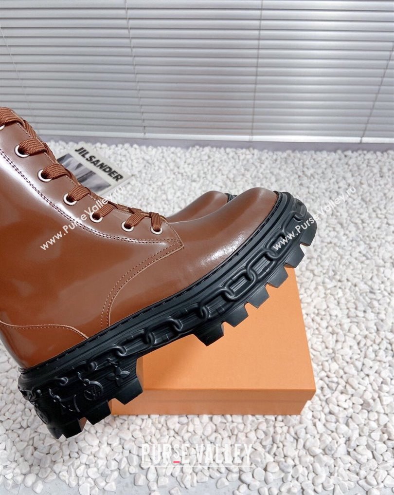 Louis Vuitton Heel 6cm LV Record Ranger Boots in Glazed calf leather Brown 2024 (modeng-23112417)