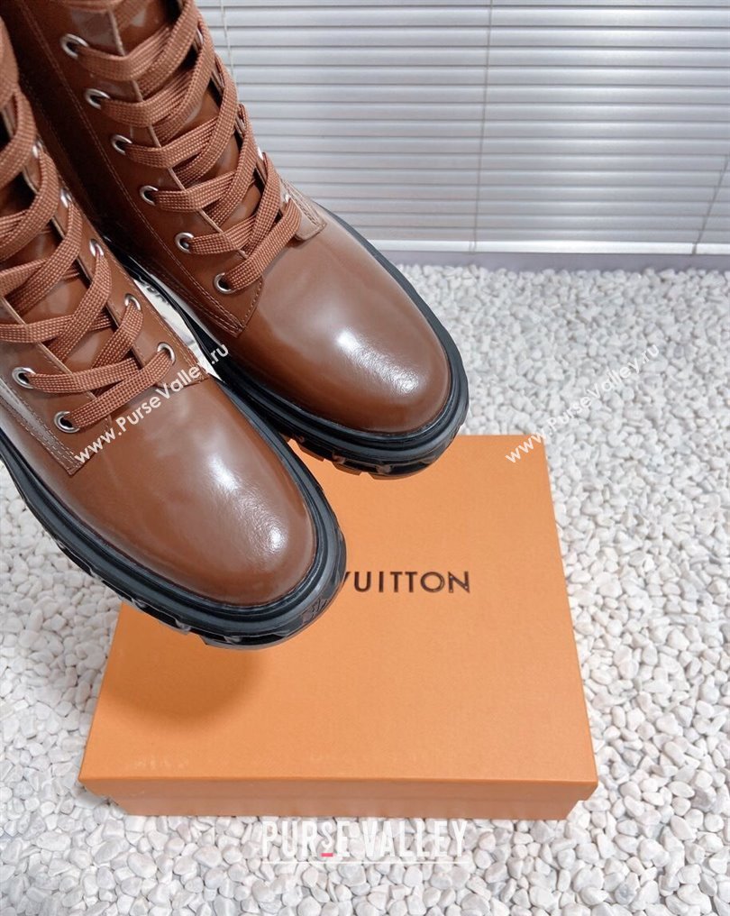 Louis Vuitton Heel 6cm LV Record Ranger Boots in Glazed calf leather Brown 2024 (modeng-23112417)