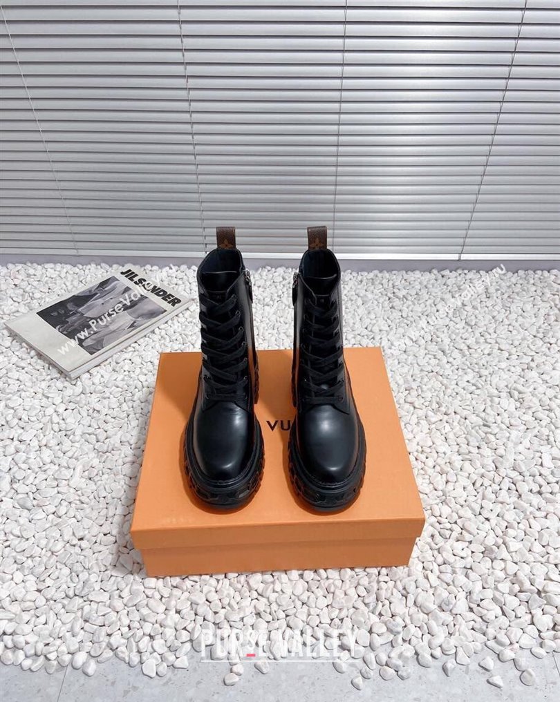 Louis Vuitton Heel 6cm LV Record Ranger Boots in Glazed calf leather Black 2024 (modeng-23112415)