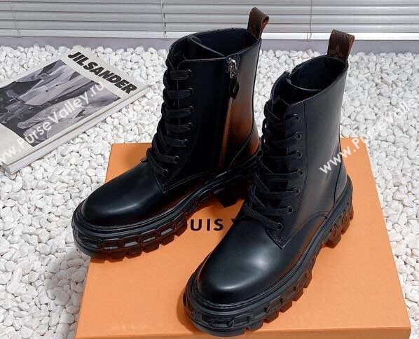 Louis Vuitton Heel 6cm LV Record Ranger Boots in Glazed calf leather Black 2024 (modeng-23112415)