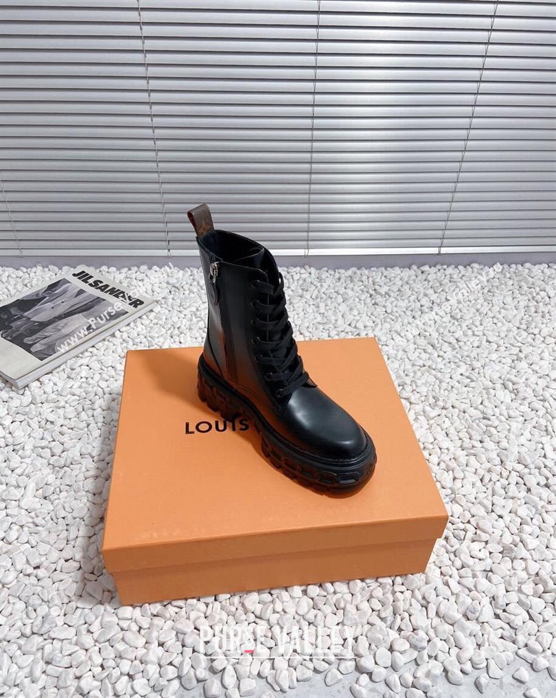 Louis Vuitton Heel 6cm LV Record Ranger Boots in Glazed calf leather Black 2024 (modeng-23112415)