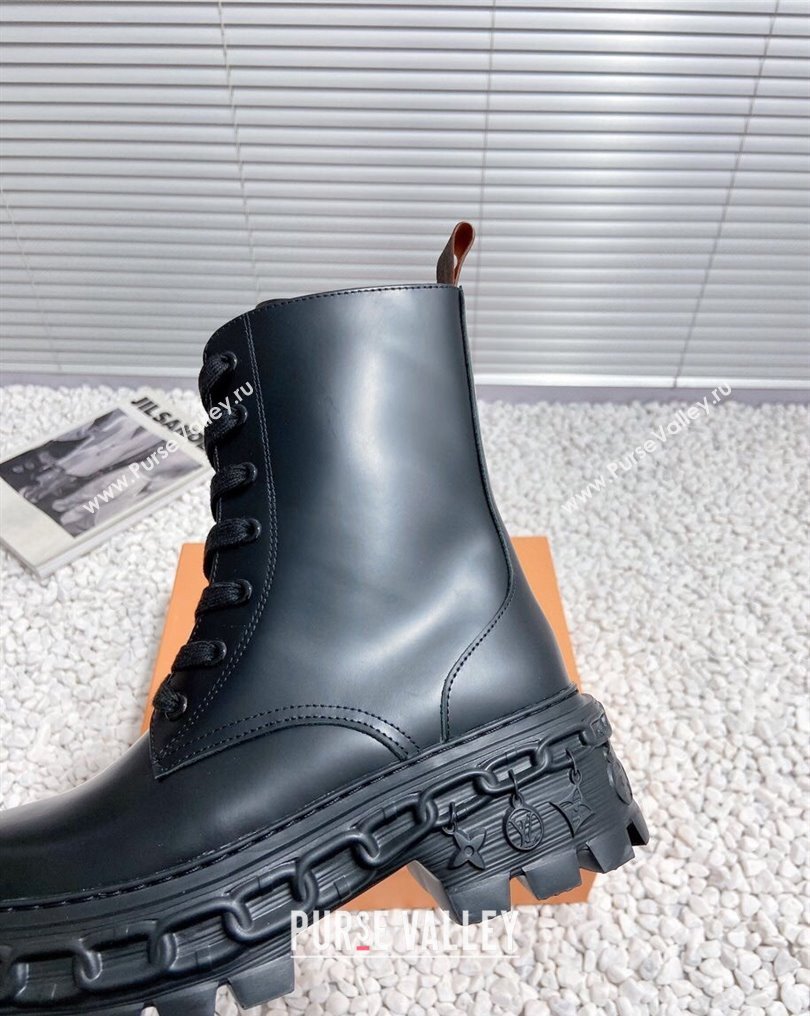 Louis Vuitton Heel 6cm LV Record Ranger Boots in Glazed calf leather Black 2024 (modeng-23112415)