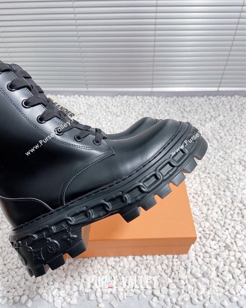 Louis Vuitton Heel 6cm LV Record Ranger Boots in Glazed calf leather Black 2024 (modeng-23112415)
