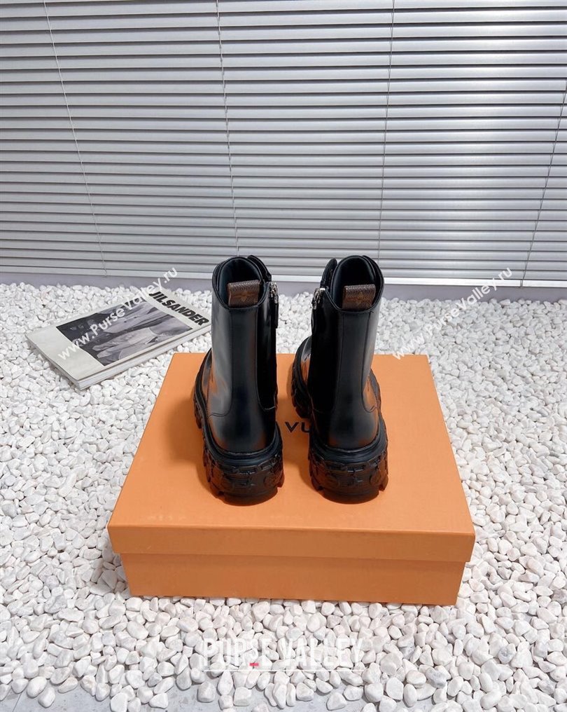 Louis Vuitton Heel 6cm LV Record Ranger Boots in Glazed calf leather Black 2024 (modeng-23112415)