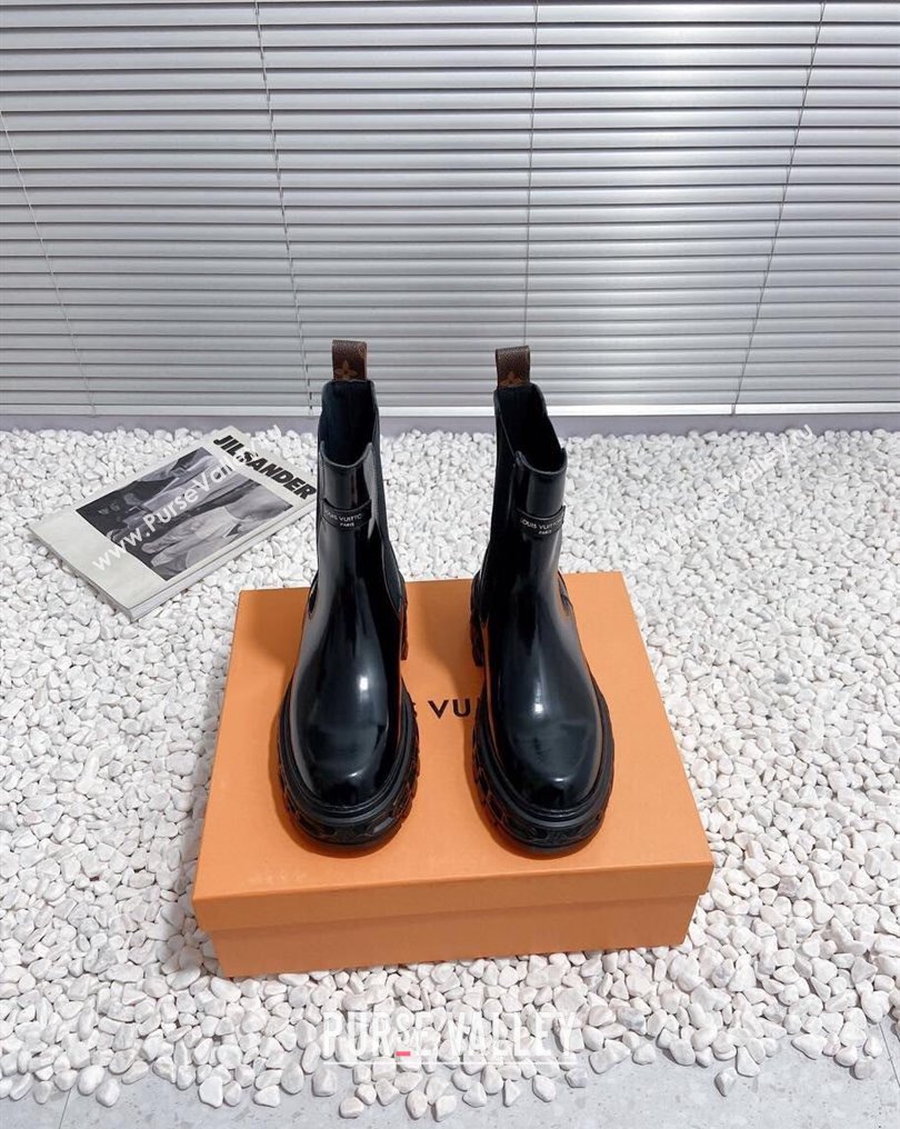 Louis Vuitton Heel 6cm LV Record Chelsea Boots in Glazed calf leather Black 2024 (modeng-23112418)