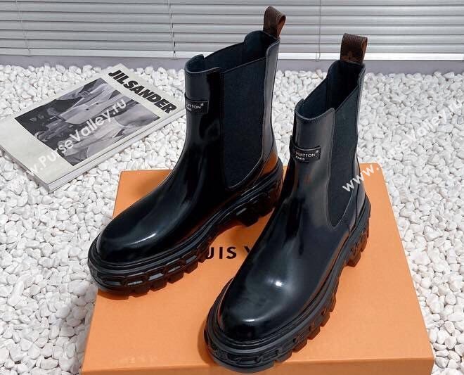 Louis Vuitton Heel 6cm LV Record Chelsea Boots in Glazed calf leather Black 2024 (modeng-23112418)