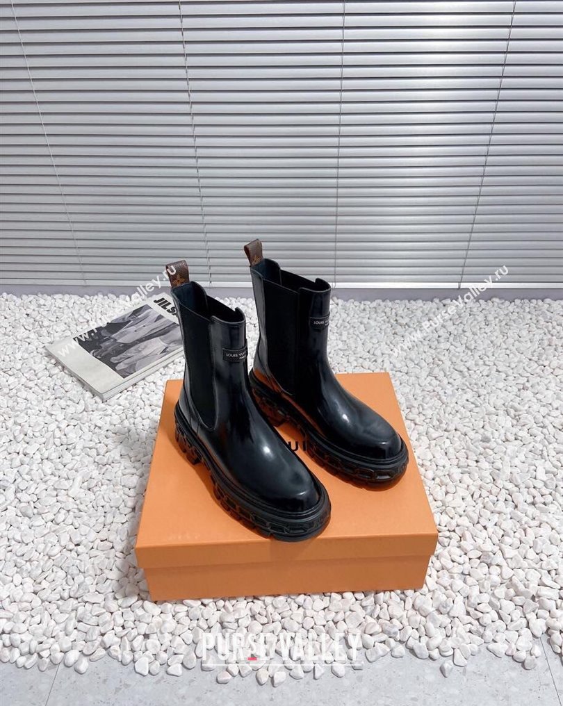 Louis Vuitton Heel 6cm LV Record Chelsea Boots in Glazed calf leather Black 2024 (modeng-23112418)