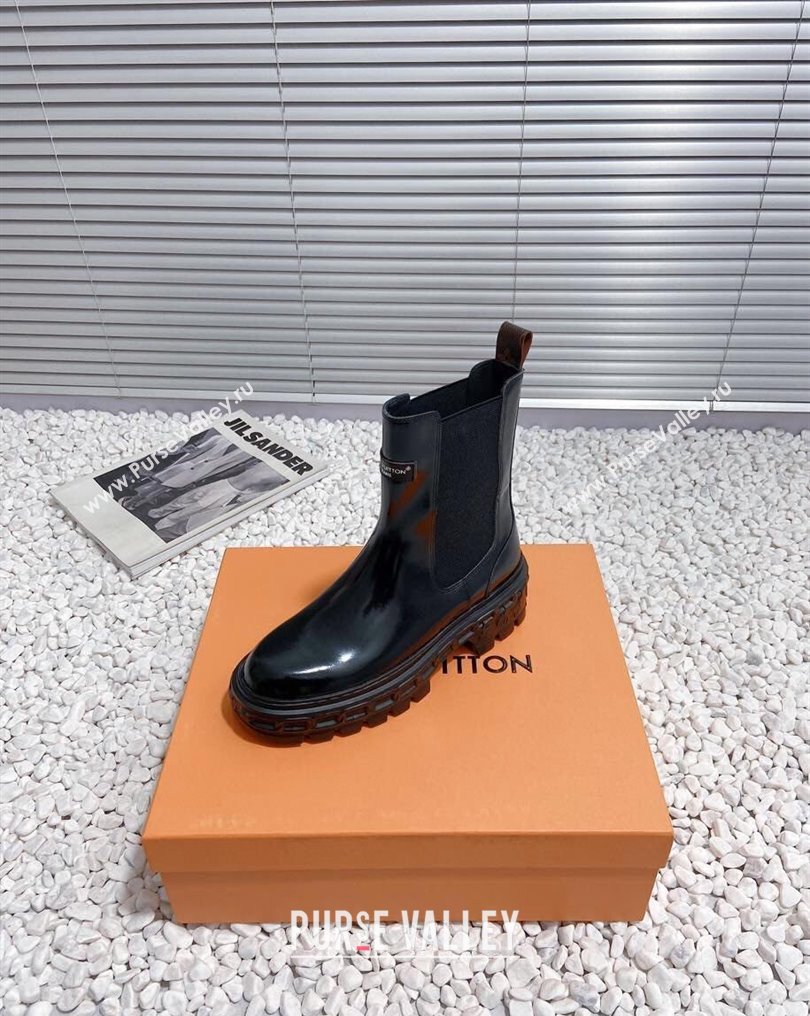 Louis Vuitton Heel 6cm LV Record Chelsea Boots in Glazed calf leather Black 2024 (modeng-23112418)