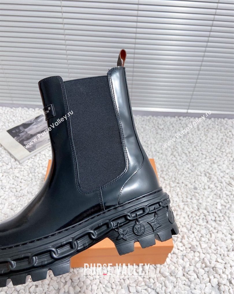 Louis Vuitton Heel 6cm LV Record Chelsea Boots in Glazed calf leather Black 2024 (modeng-23112418)