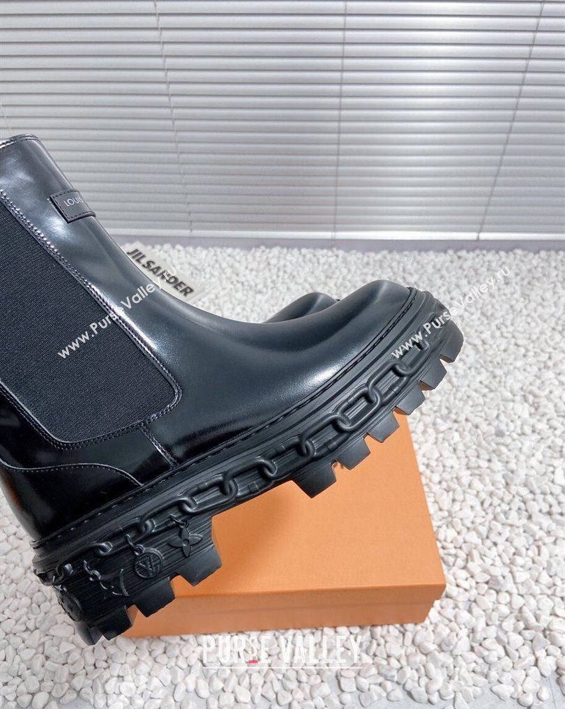 Louis Vuitton Heel 6cm LV Record Chelsea Boots in Glazed calf leather Black 2024 (modeng-23112418)