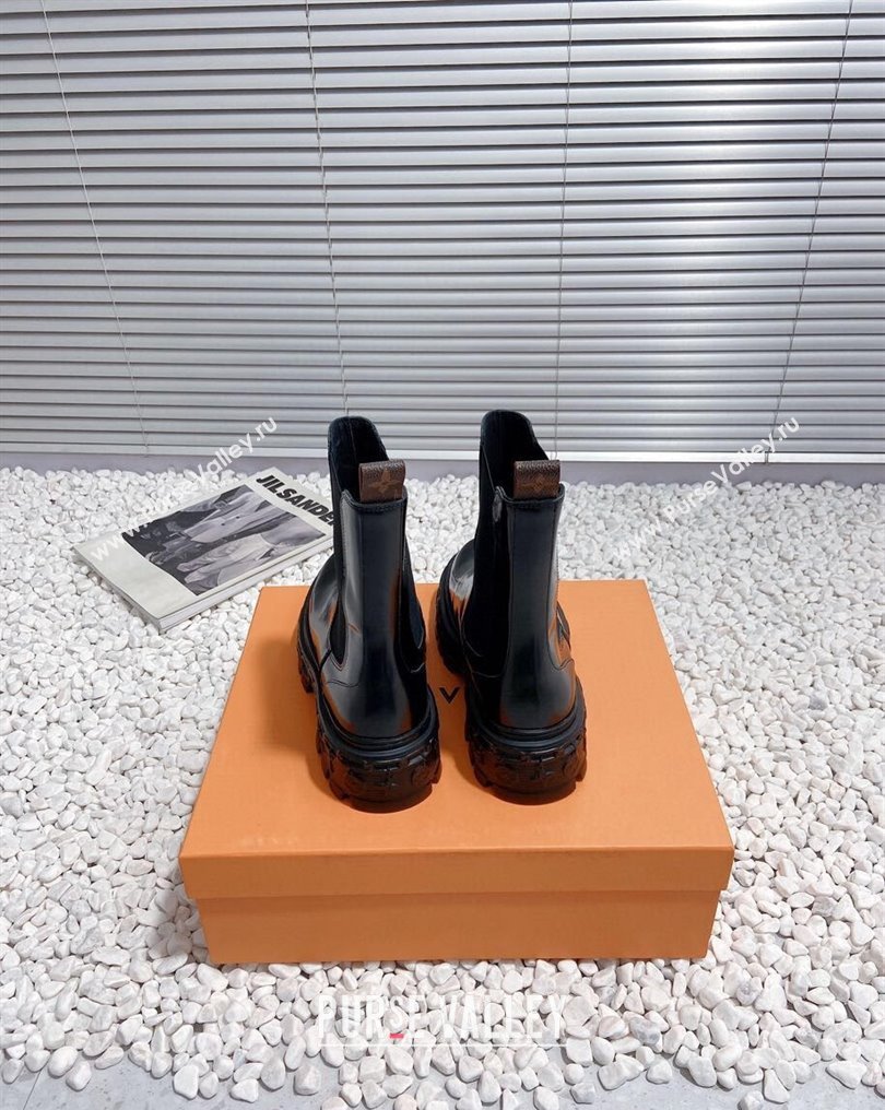 Louis Vuitton Heel 6cm LV Record Chelsea Boots in Glazed calf leather Black 2024 (modeng-23112418)