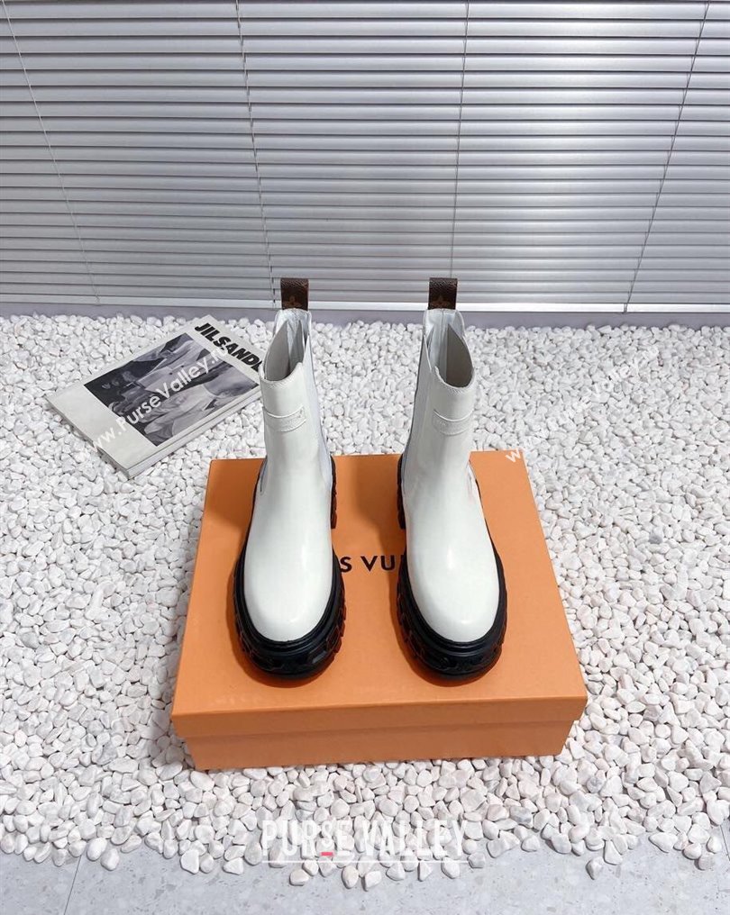 Louis Vuitton Heel 6cm LV Record Chelsea Boots in Glazed calf leather White 2024 (modeng-23112419)