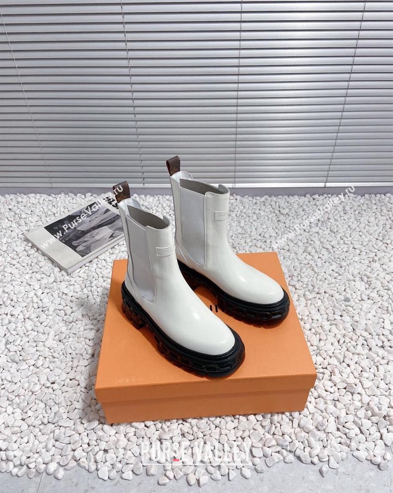 Louis Vuitton Heel 6cm LV Record Chelsea Boots in Glazed calf leather White 2024 (modeng-23112419)