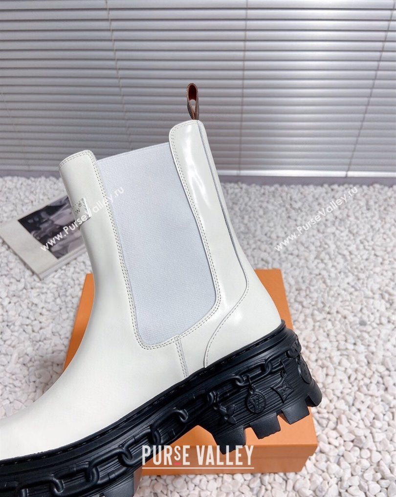Louis Vuitton Heel 6cm LV Record Chelsea Boots in Glazed calf leather White 2024 (modeng-23112419)