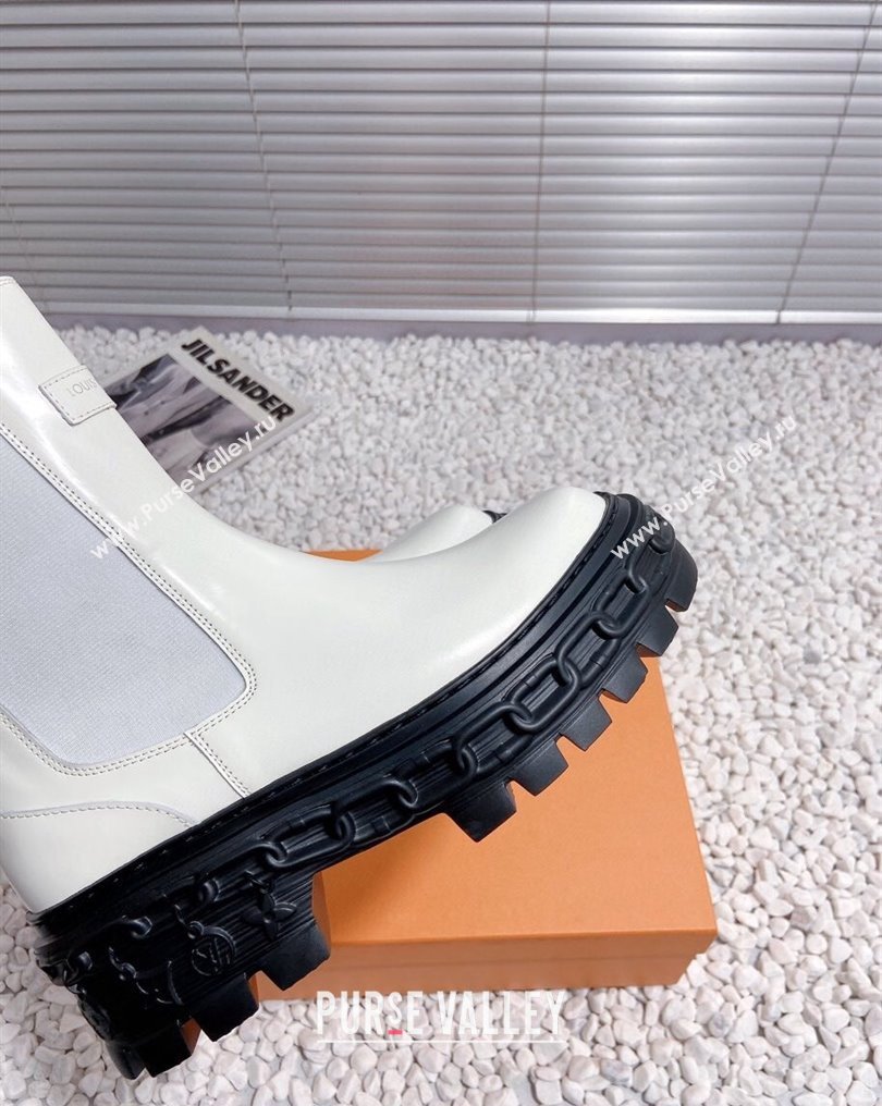 Louis Vuitton Heel 6cm LV Record Chelsea Boots in Glazed calf leather White 2024 (modeng-23112419)