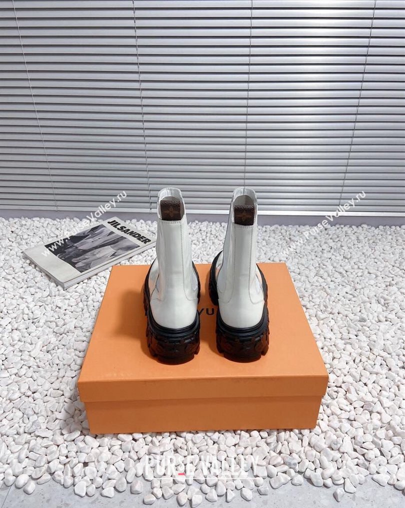 Louis Vuitton Heel 6cm LV Record Chelsea Boots in Glazed calf leather White 2024 (modeng-23112419)