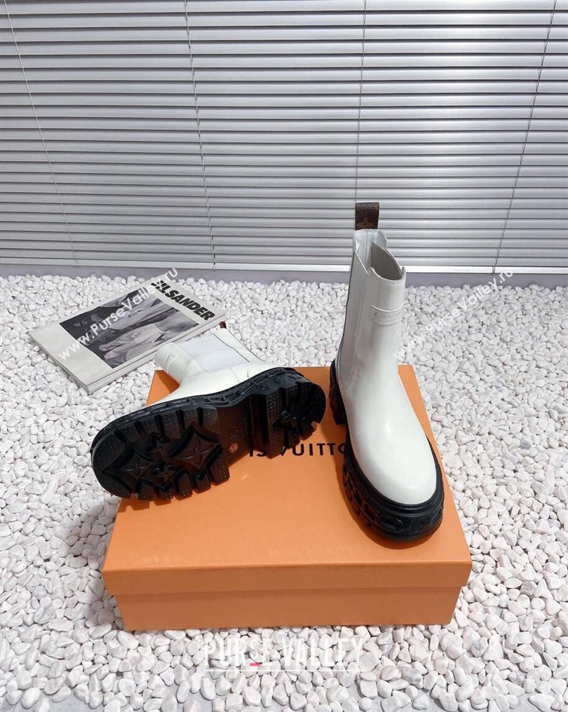 Louis Vuitton Heel 6cm LV Record Chelsea Boots in Glazed calf leather White 2024 (modeng-23112419)