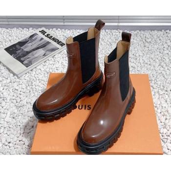 Louis Vuitton Heel 6cm LV Record Chelsea Boots in Glazed calf leather Brown 2024 (modeng-23112420)