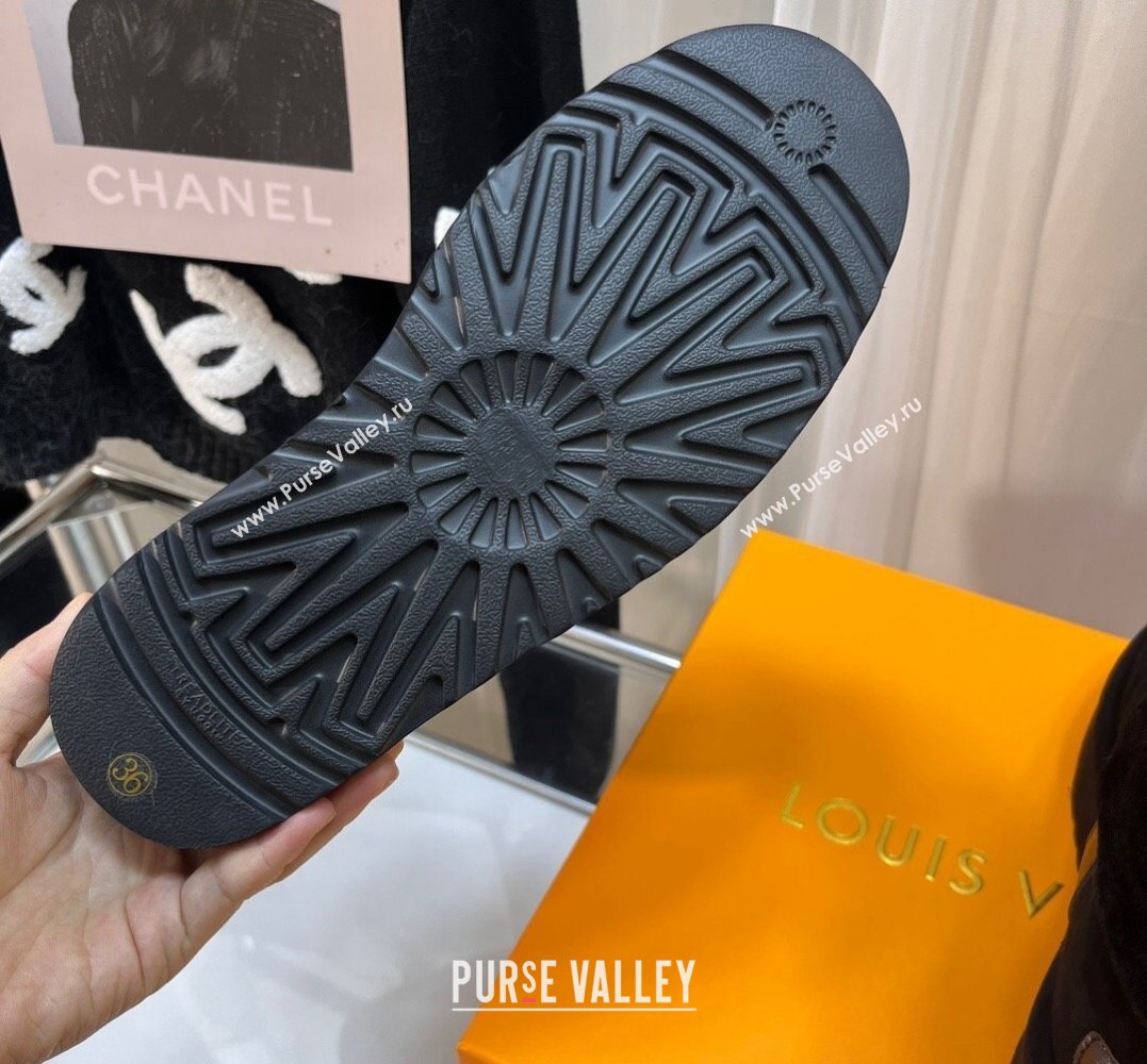 Louis Vuitton LV Ski Aspen Platform Ankle Boots in Suede calf leather and shearling Black 2024 (modeng-23112407)