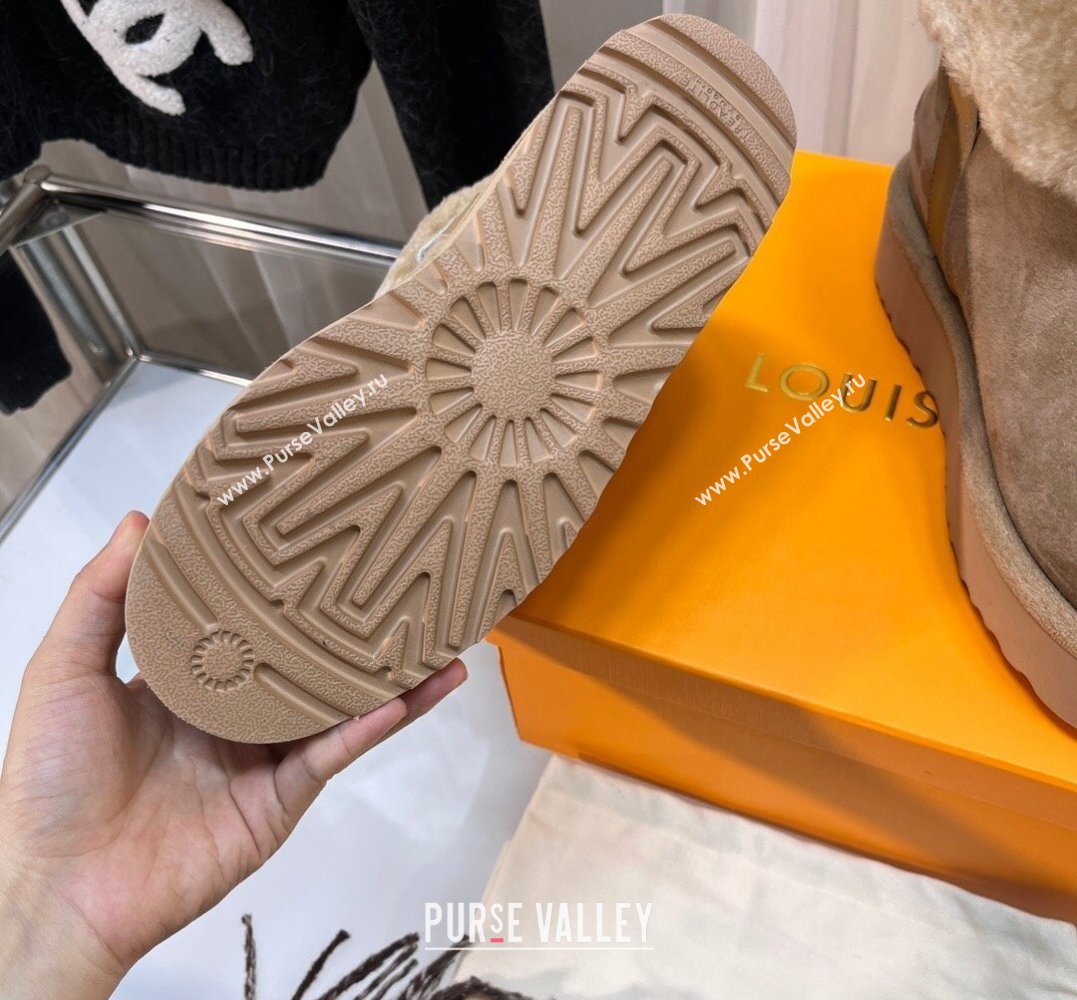 Louis Vuitton LV Ski Aspen Platform Ankle Boots in Suede calf leather and shearling Beige 2024 (modeng-23112408)