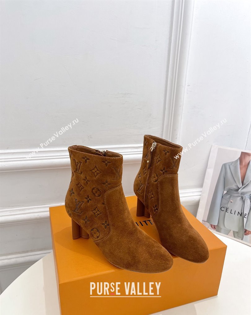 Louis Vuitton Heel 5.5cm Silhouette Ankle Boots in Suede calf leather Brown 2024 (modeng-23112411)