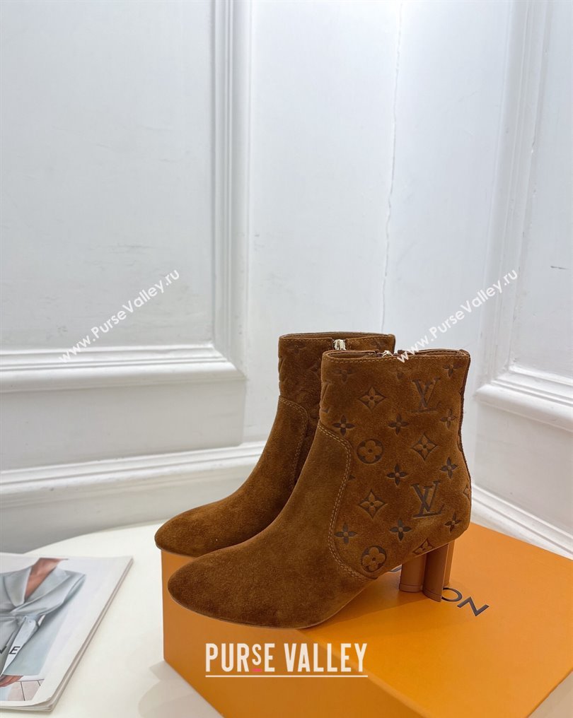 Louis Vuitton Heel 5.5cm Silhouette Ankle Boots in Suede calf leather Brown 2024 (modeng-23112411)