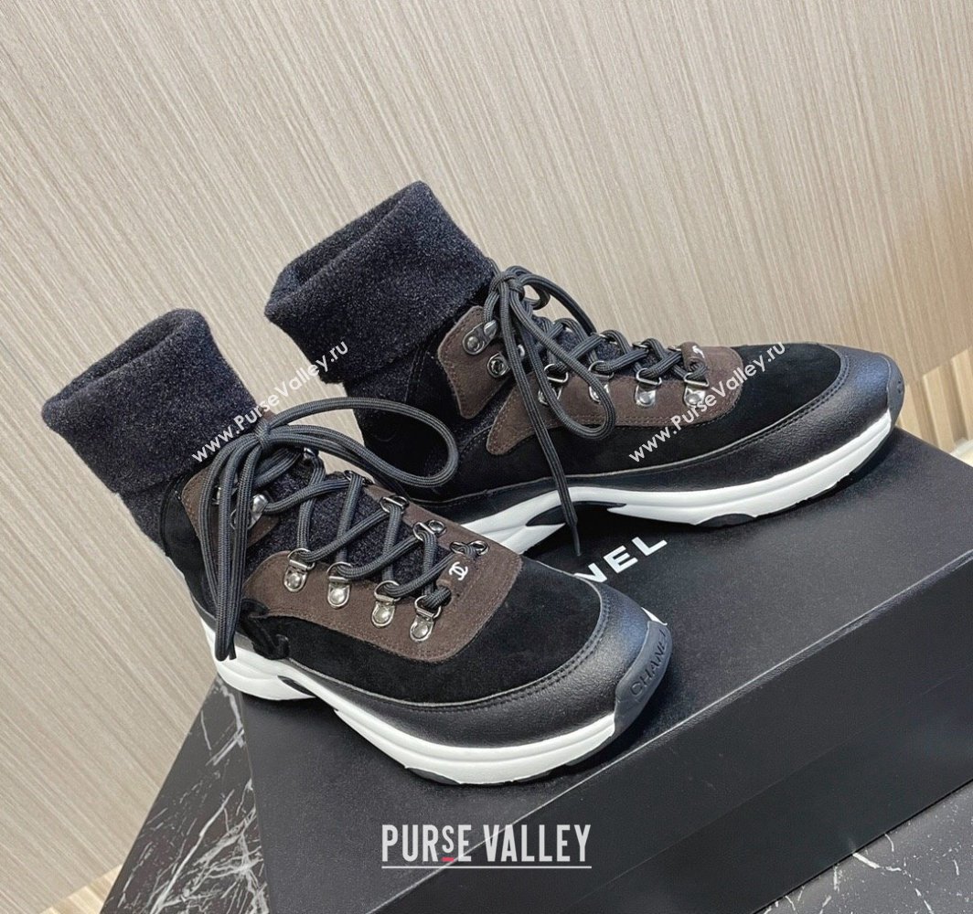 Chanel Suede Calfskin Knit Sneakers G45204 Black 2024 (modeng-23112301)