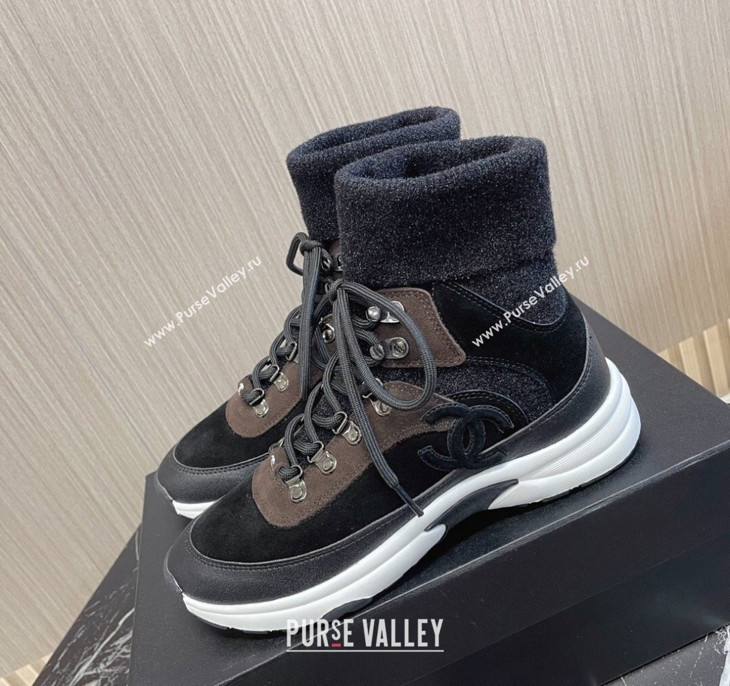 Chanel Suede Calfskin Knit Sneakers G45204 Black 2024 (modeng-23112301)