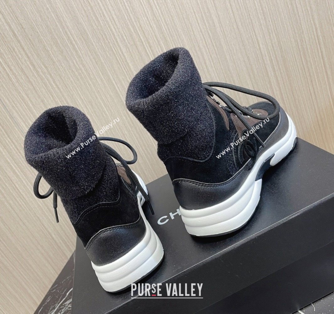 Chanel Suede Calfskin Knit Sneakers G45204 Black 2024 (modeng-23112301)