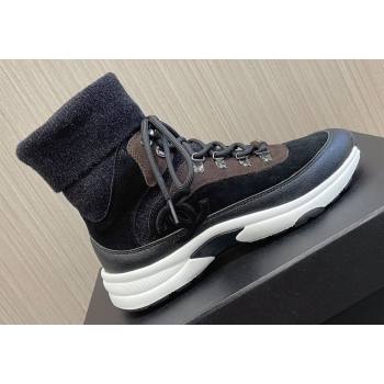 Chanel Suede Calfskin Knit Sneakers G45204 Black 2024 (modeng-23112301)
