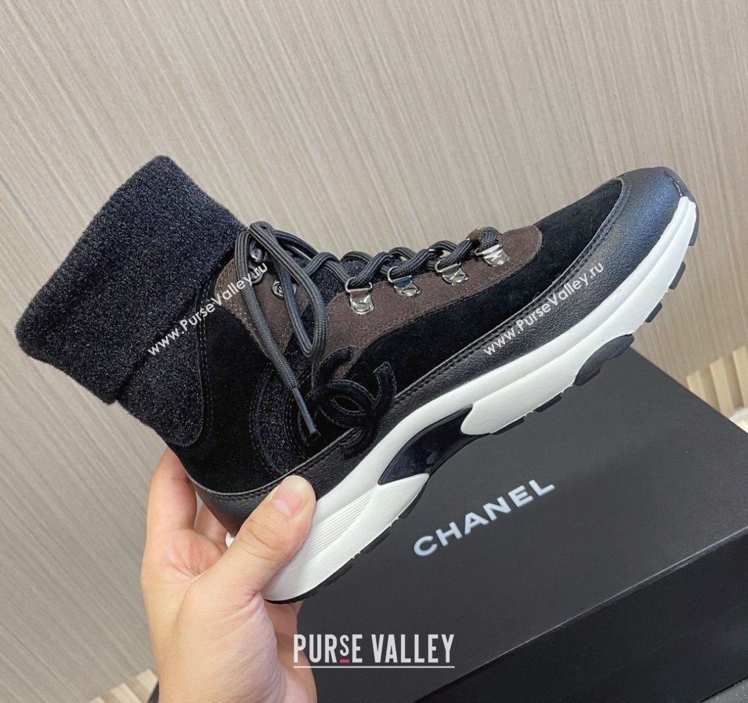 Chanel Suede Calfskin Knit Sneakers G45204 Black 2024 (modeng-23112301)