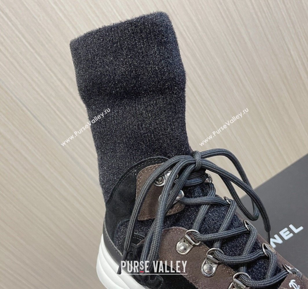 Chanel Suede Calfskin Knit Sneakers G45204 Black 2024 (modeng-23112301)