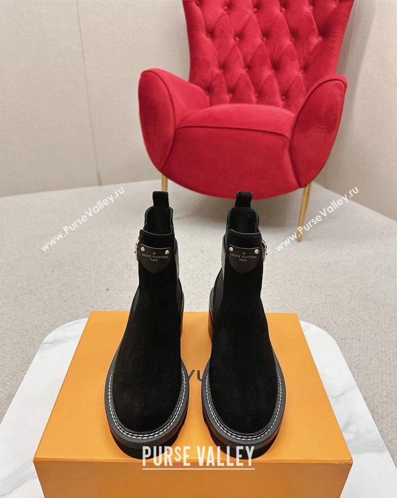Louis Vuitton LV Beaubourg Ankle Boots Suede calf leather Black 1ACKCJ 2024 (SS-23112337)