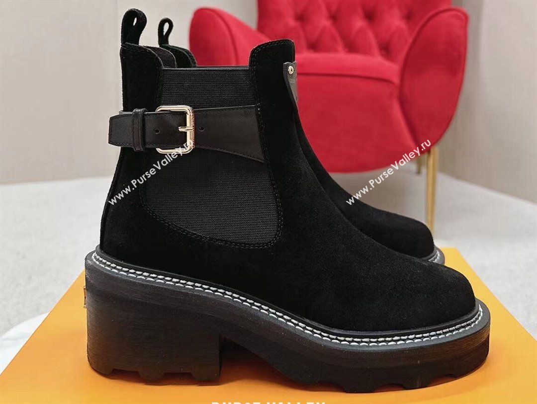 Louis Vuitton LV Beaubourg Ankle Boots Suede calf leather Black 1ACKCJ 2024 (SS-23112337)