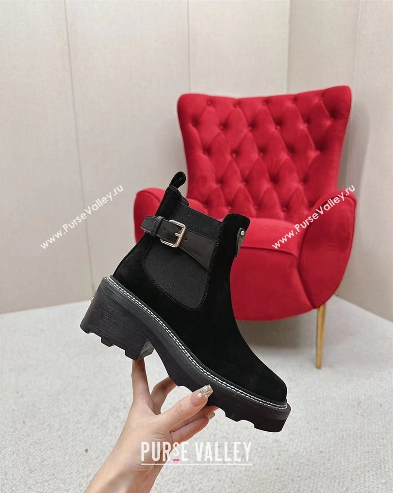 Louis Vuitton LV Beaubourg Ankle Boots Suede calf leather Black 1ACKCJ 2024 (SS-23112337)