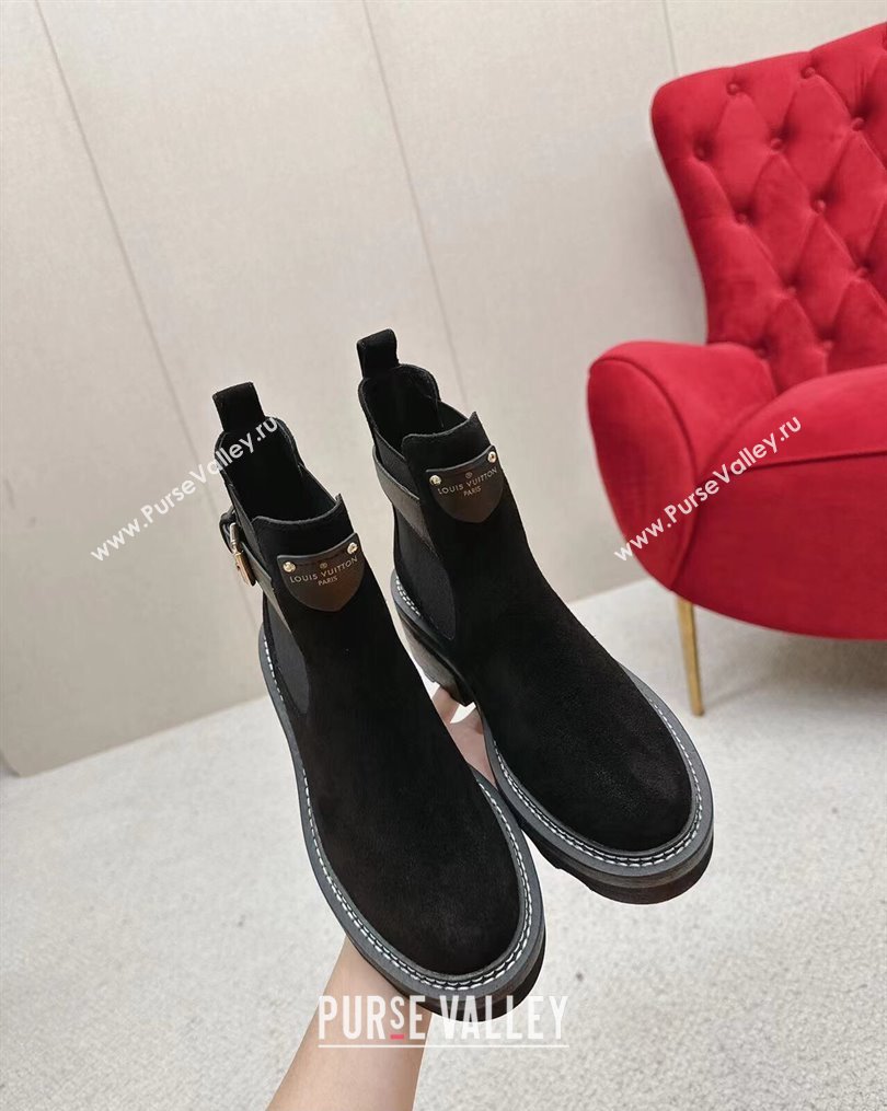 Louis Vuitton LV Beaubourg Ankle Boots Suede calf leather Black 1ACKCJ 2024 (SS-23112337)
